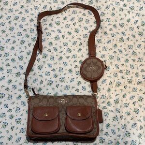 Coach Brown leather Crossbody Bag with Coin Pouch